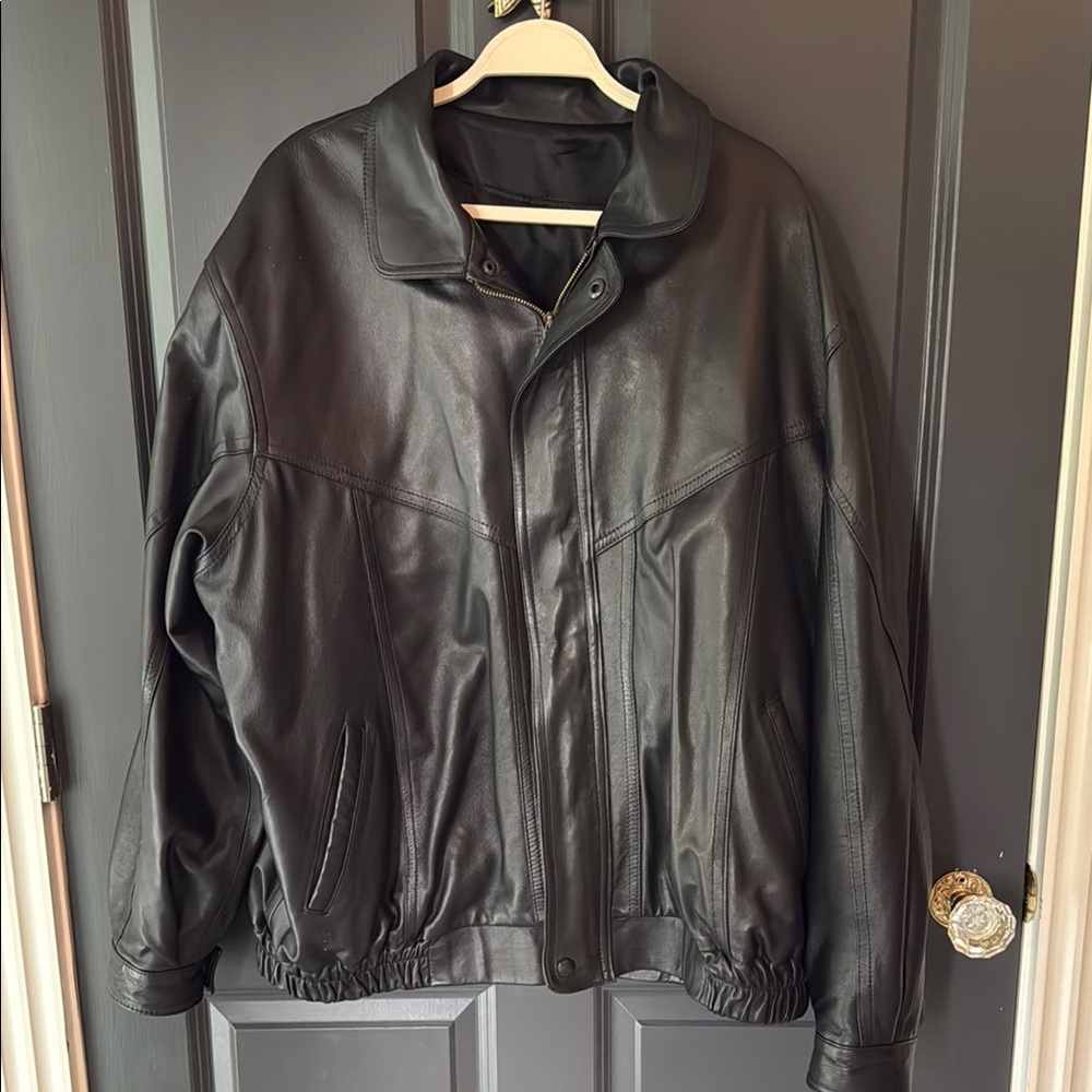 Men's custom Black Leather Jacket